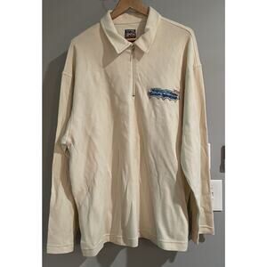 Roots Vintage Sweater 1/4 Zip Embroidered‎ Patch Pullover 90s Mens XL